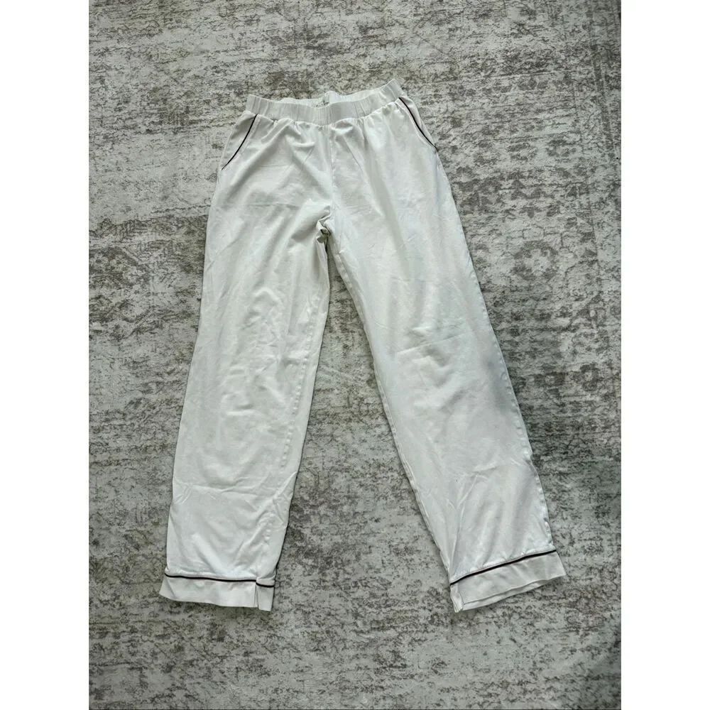 Madewell Women's Knit Bedtime Stretch Lounge Pajama Pants Cream Red Size Small